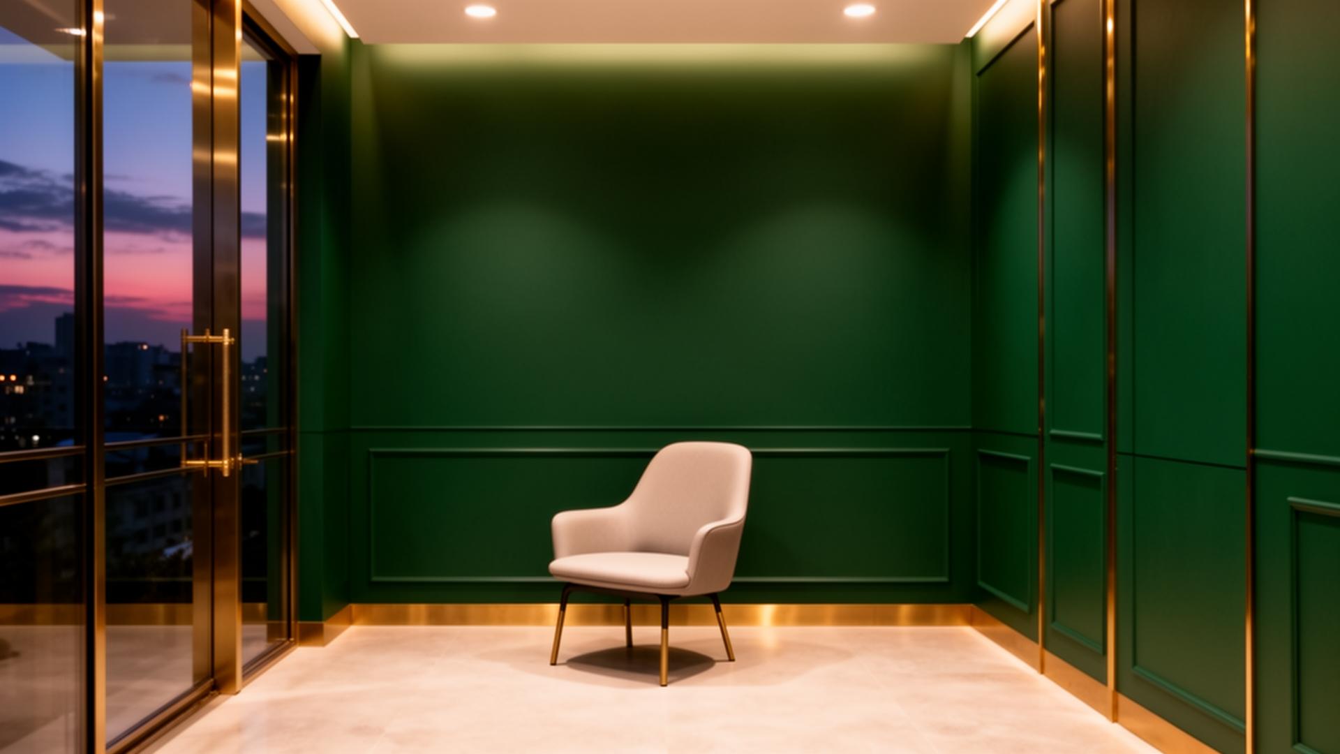 Interior de clínica premium ao entardecer